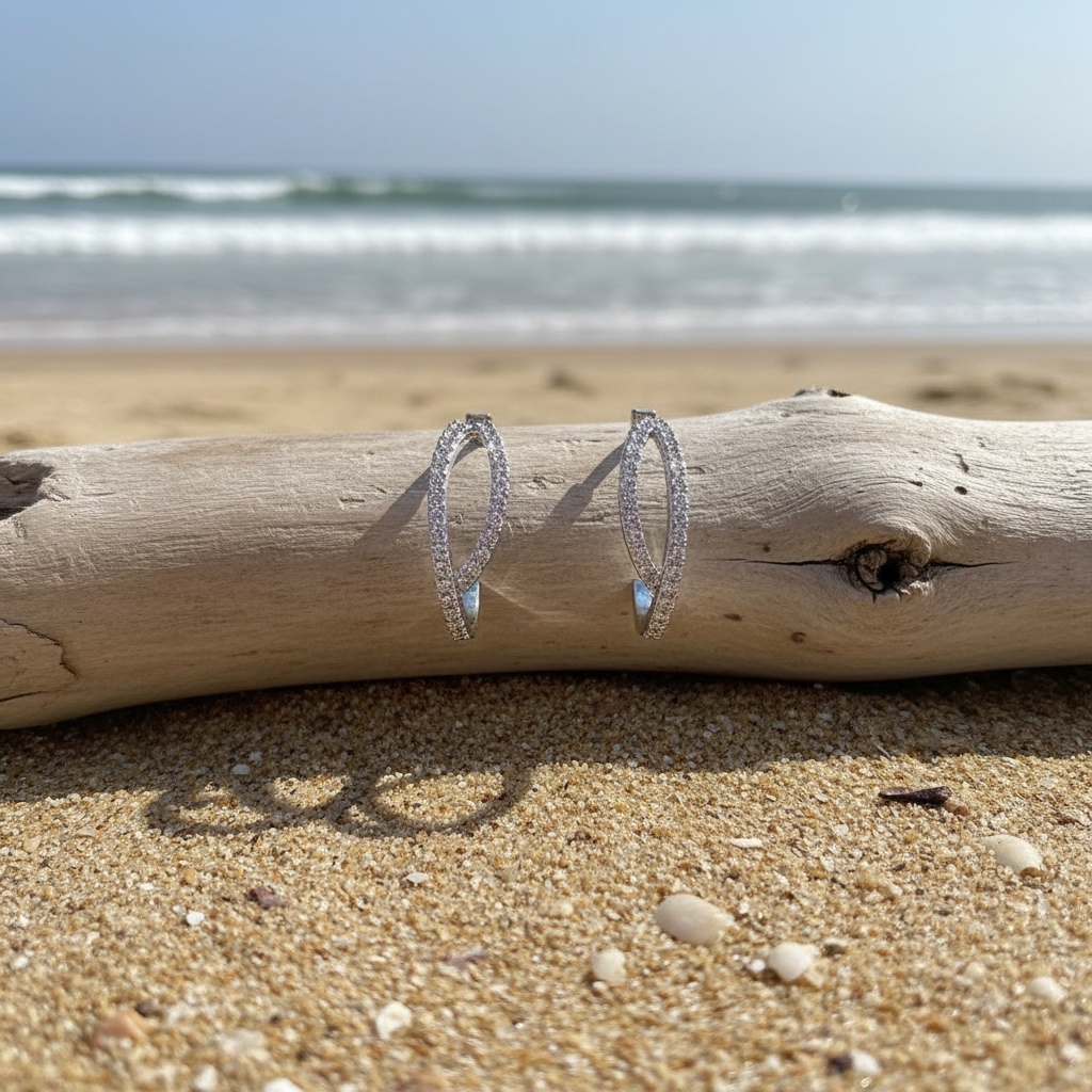 Women's Irregular Double-Layer Ear Hoops with Synthetic Zirconia